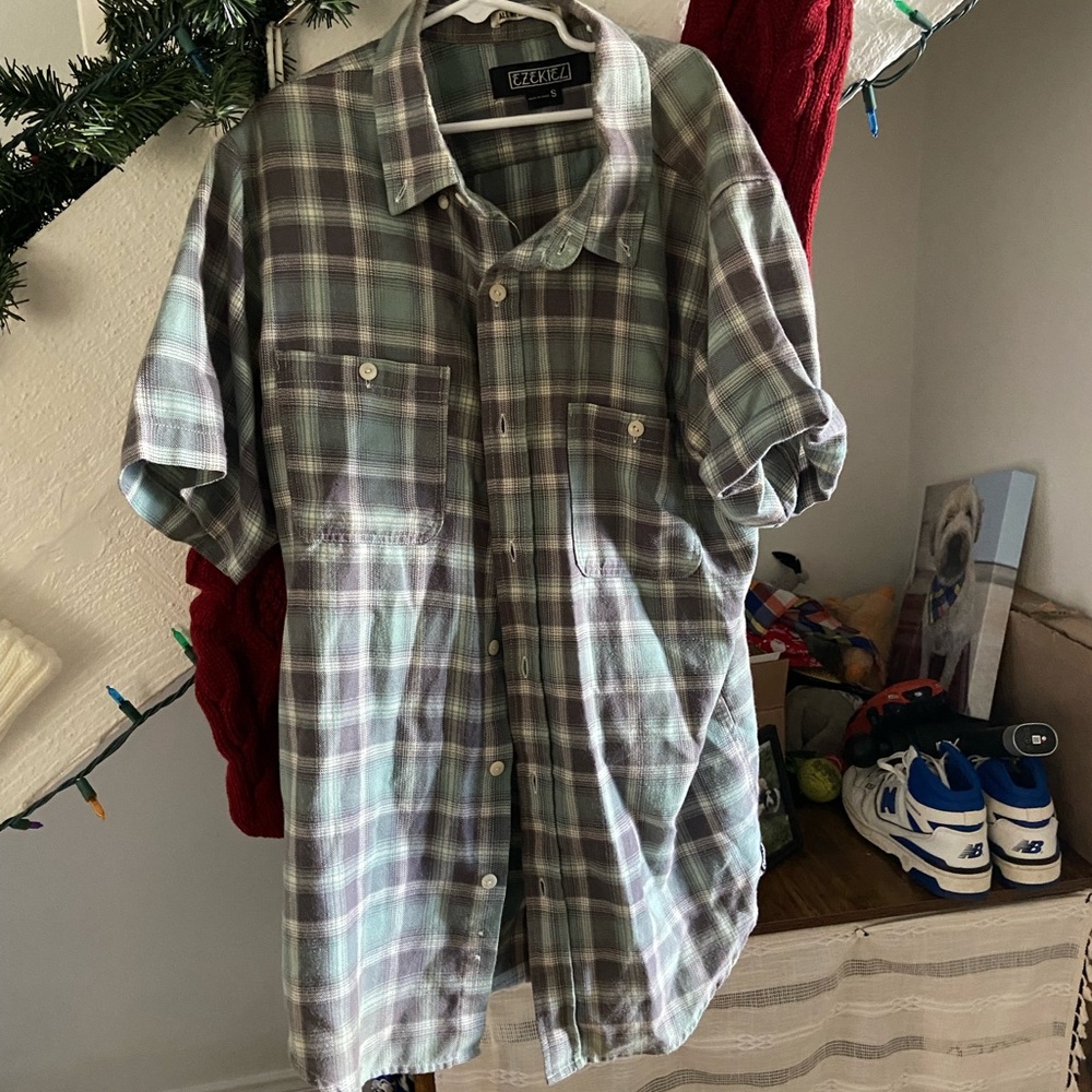 Ezekiel Green and Gray Plaid Shirt